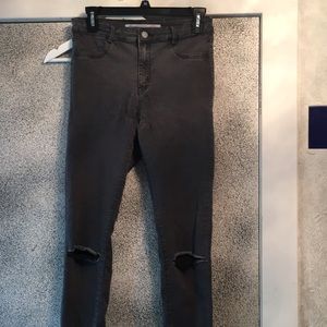 Zara charcoal ripped jeans